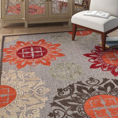 Charlton Home® Dalbury Floral Brown Indoor / Outdoor Area Rug & Reviews